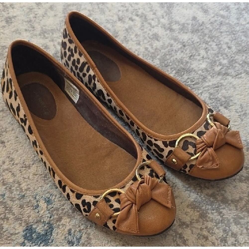 Sperry sz 9 leopard animal print calf hair ballet flats/shoes